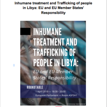 Report of the Roundtable – Inhumane treatment and trafficking of people in Libya: EU and EU Member States’ Responsibility